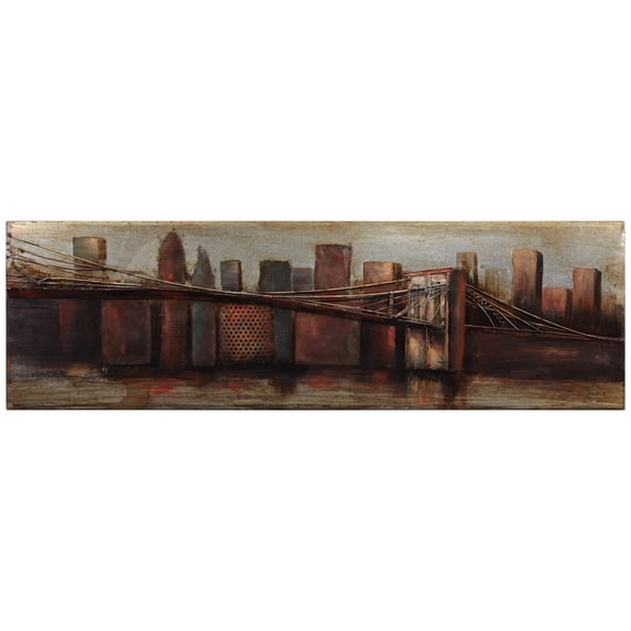 Empire Art Direct "Bridge" Mixed Media Iron Hand Painted Dimensional Wall Art Sculpture