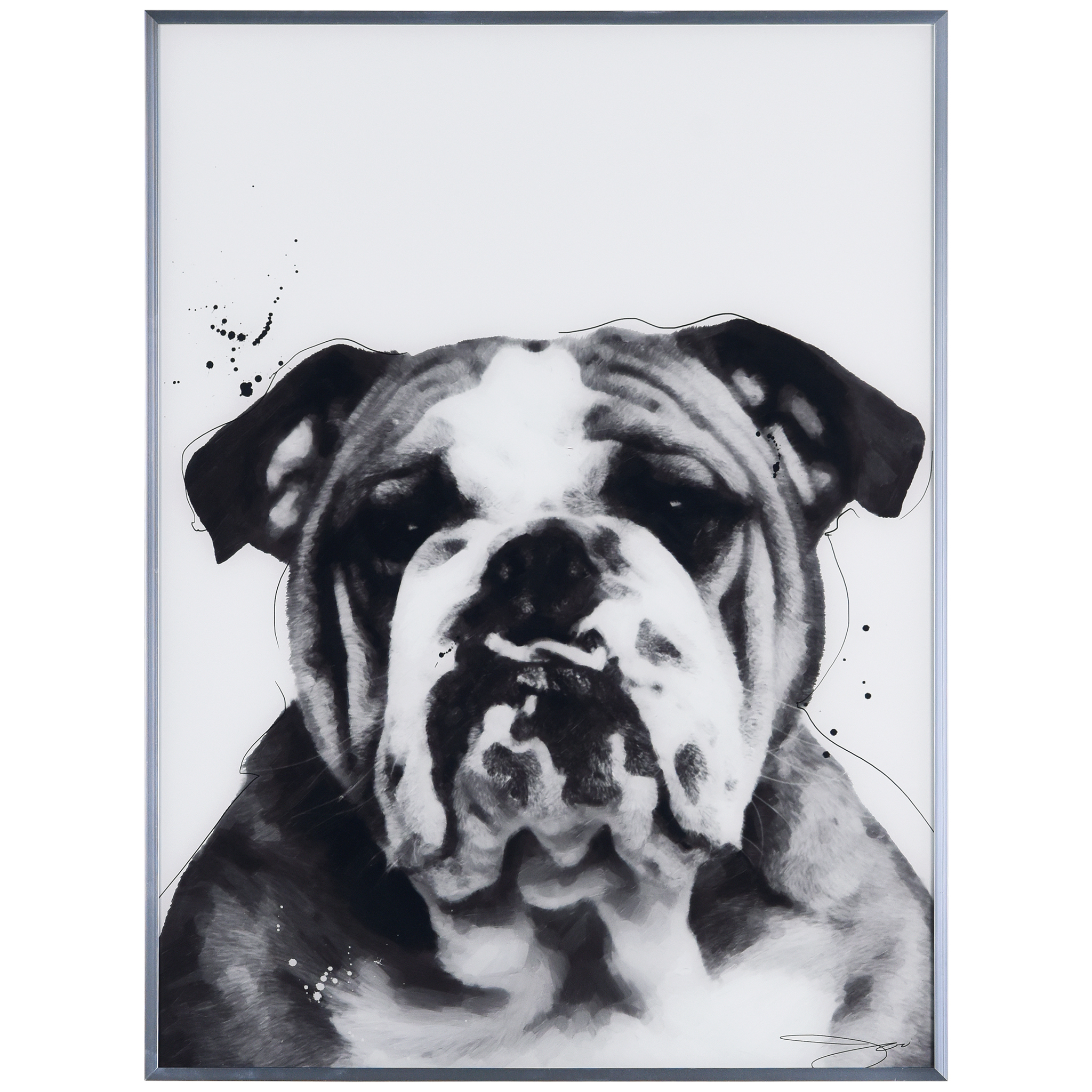 Empire Art Direct Bulldog Black and White Pet Paintings on Reverse ...