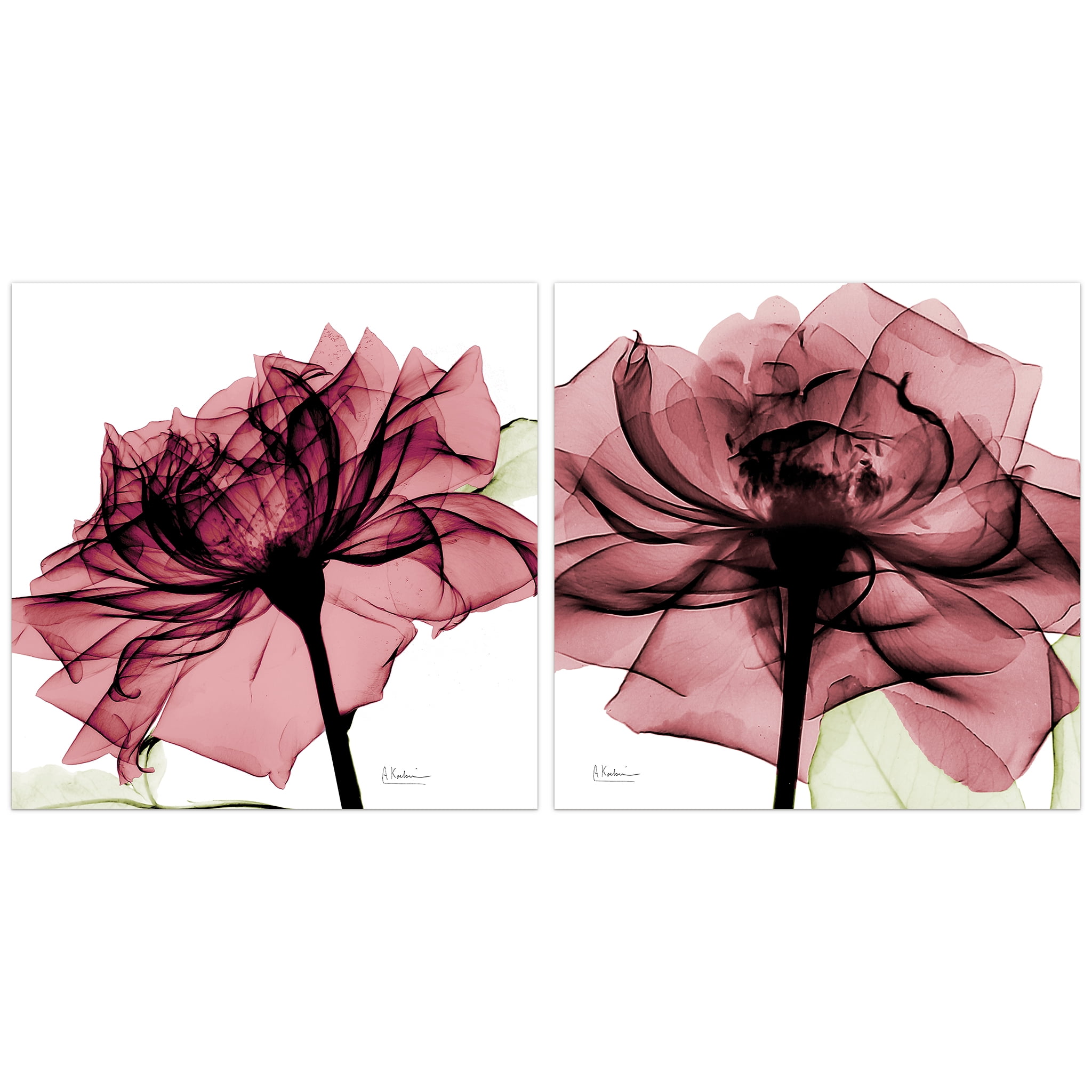 Empire Art Direct Chianti Rose I & II Frameless Free Floating Tempered Glass Panel Graphic Wall Art, 24" x 24" each, Ready to Hang