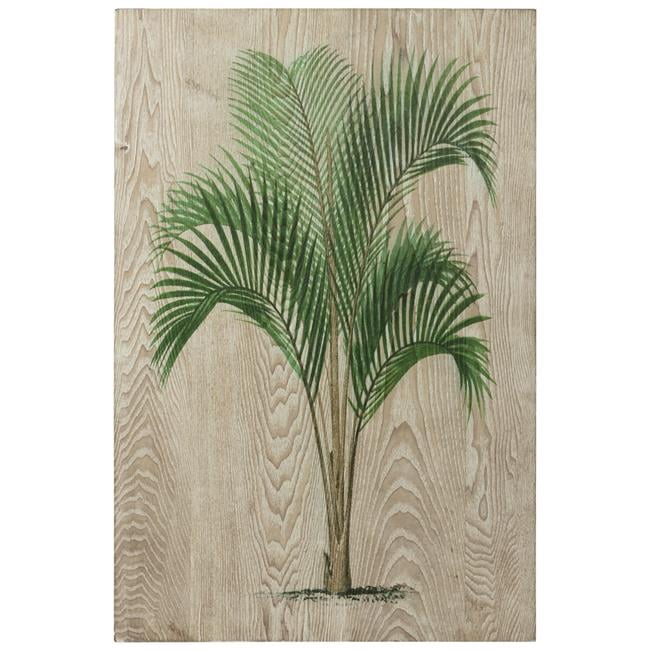 Green Palm Tree Coastal Ash Wood Wall Art, 36" x 24"