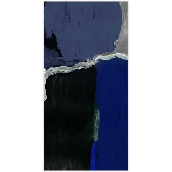 Empire Art Direct Cobalt Abstract B Frameless Free Floating Tempered Glass Panel Graphic Wall Art, 72" x 36" x 0.2", Ready to Hang