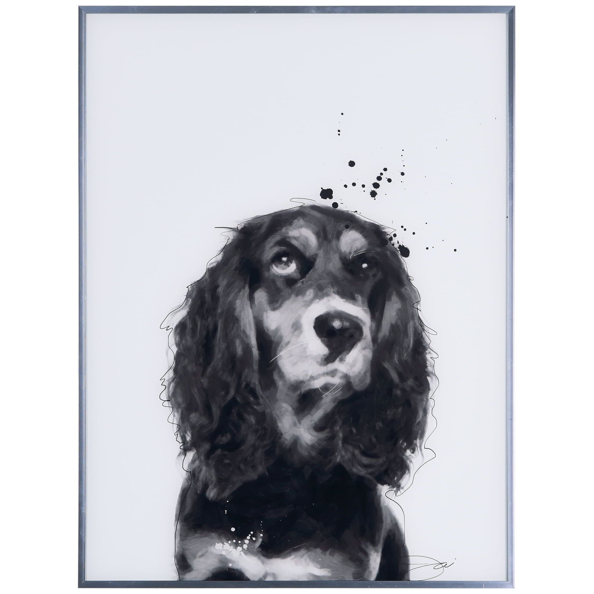 Empire Art Direct Poodle Black and White Pet Paintings on Reverse Printed  Glass Framed Dog Wall Art, 24 x 18 x 1, Ready to Hang 