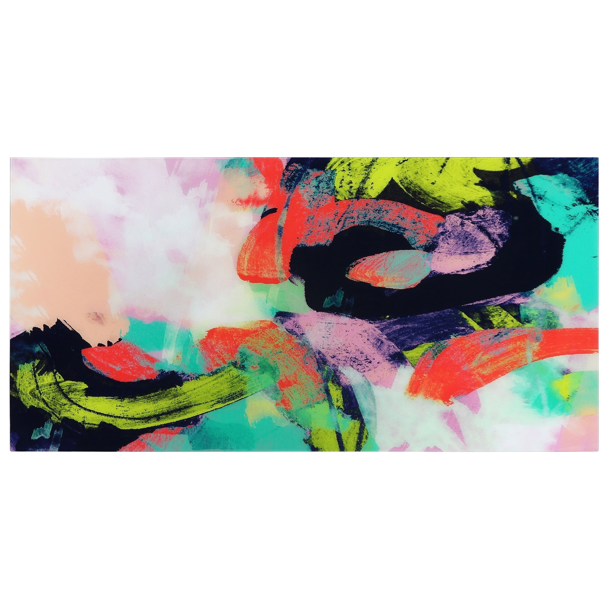 Colorful Abstract Tempered Glass Wall Art, 72" x 36"