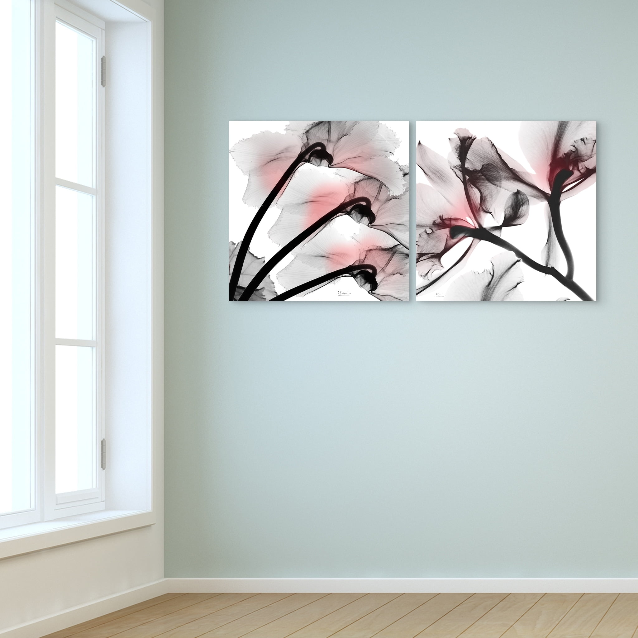 Empire Art Direct Coral Luster Driptych Frameless Free Floating Tempered Glass Panel Graphic Wall Art, 24" x 24" x 0.2" each, Ready to Hang