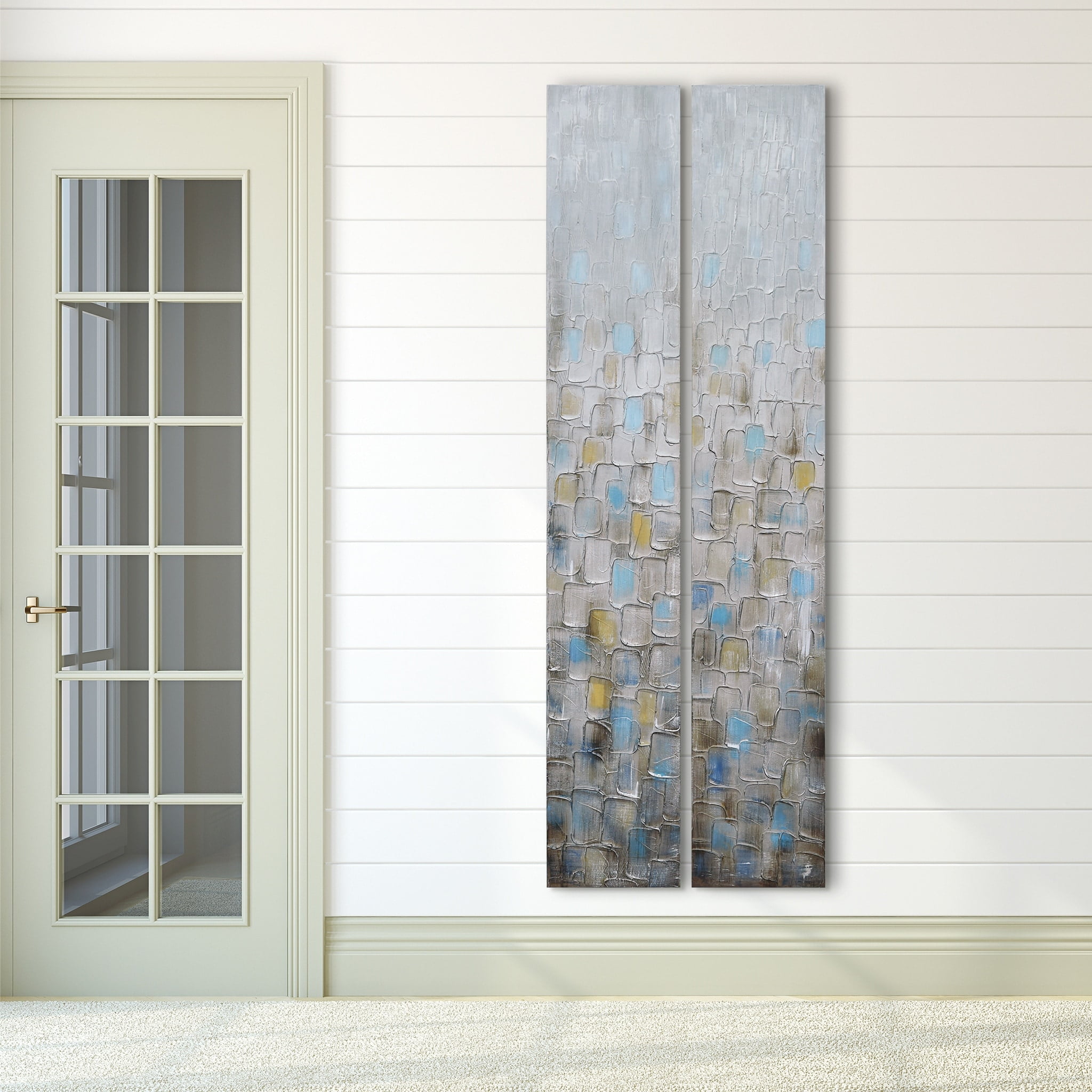 Cosmopolitan Abstract Metallic Hand Painted Canvas Wall Art, 72" x 24"