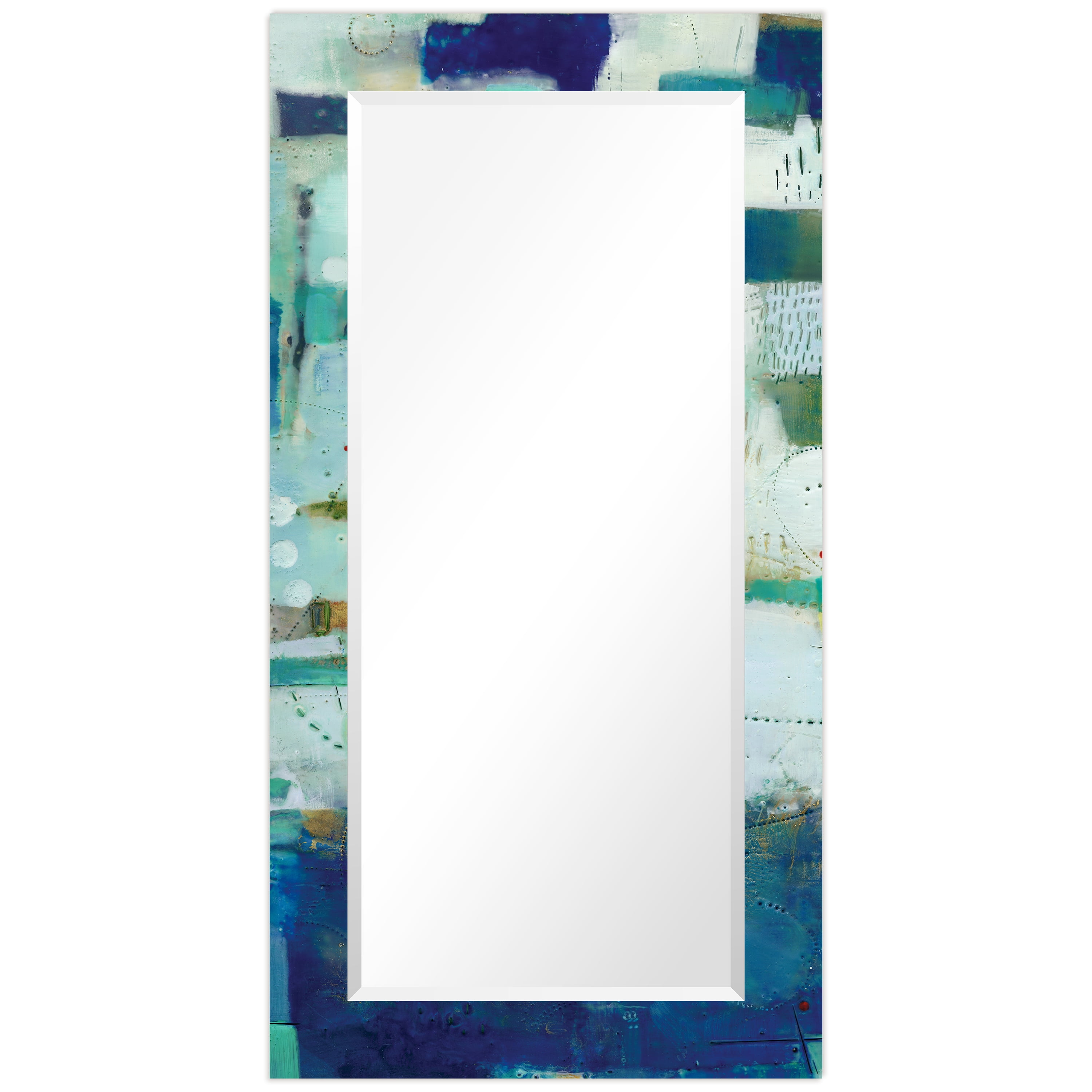 Empire Art Direct Crore Rectangular Beveled Mirror on Free Floating Printed Tempered Art Glass - Clear - 54" x 28"