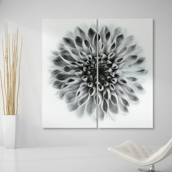 Empire Art Direct Dahlia AB Frameless Free Floating Tempered Glass Panel Graphic Wall Art Set of 2, 72" x 36" x 0.2" each, Ready to Hang