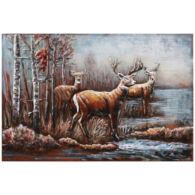 Empire Art Direct PMO-181803-3248 Deer Mixed Media Iron Hand Painted Dimensional Wall Art
