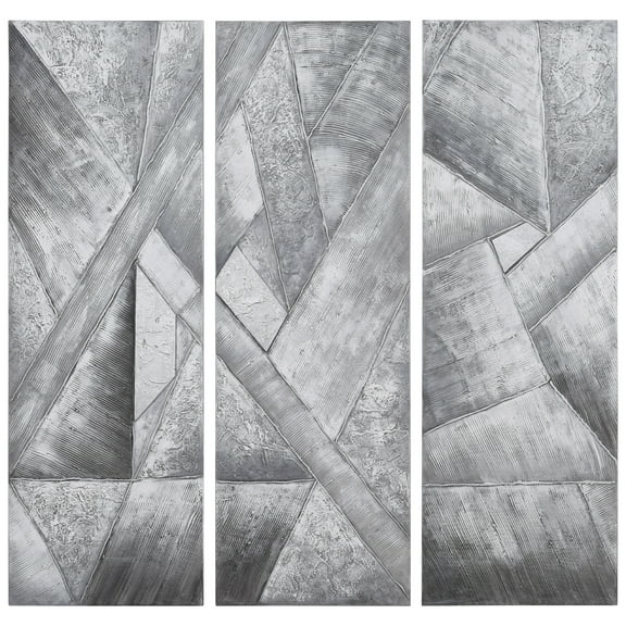 Empire Art Direct Diamonds Textured Metallic Hand Painted Triptych Wall Art, 20" x 60" x 1.5" each, Ready to Hang