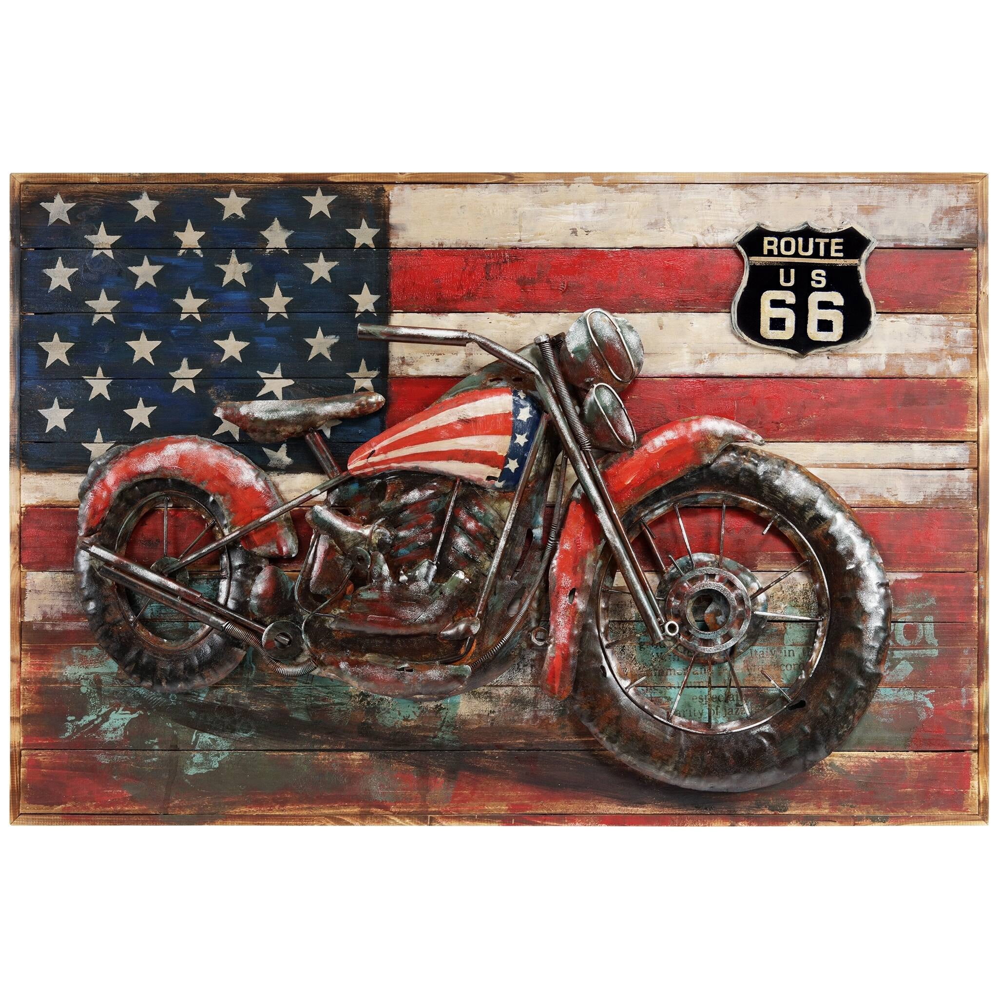 Empire Art Direct "Two Wheels" Primo Mixed Media Hand Painted 3D Iron Wall Sculpture