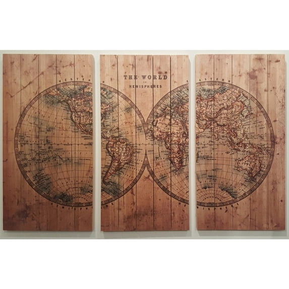 Empire Art Direct Empire Art - Cartography Fine Art Giclee Printed On Solid Fir Wood Planks