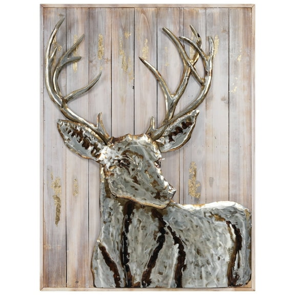 Empire Art Direct Empire Art "Deer 1" Metallic Handed Painted Rugged Wooden Blocks Wall Sculpture