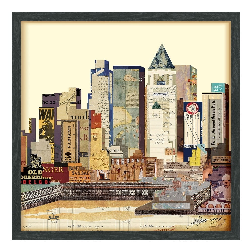 New York City Skyline Collage in Black Frame