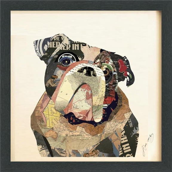 Empire Art Direct 'English Bulldog ' Alex Zeng's dimensional collage,under glass & a black shadow box frame