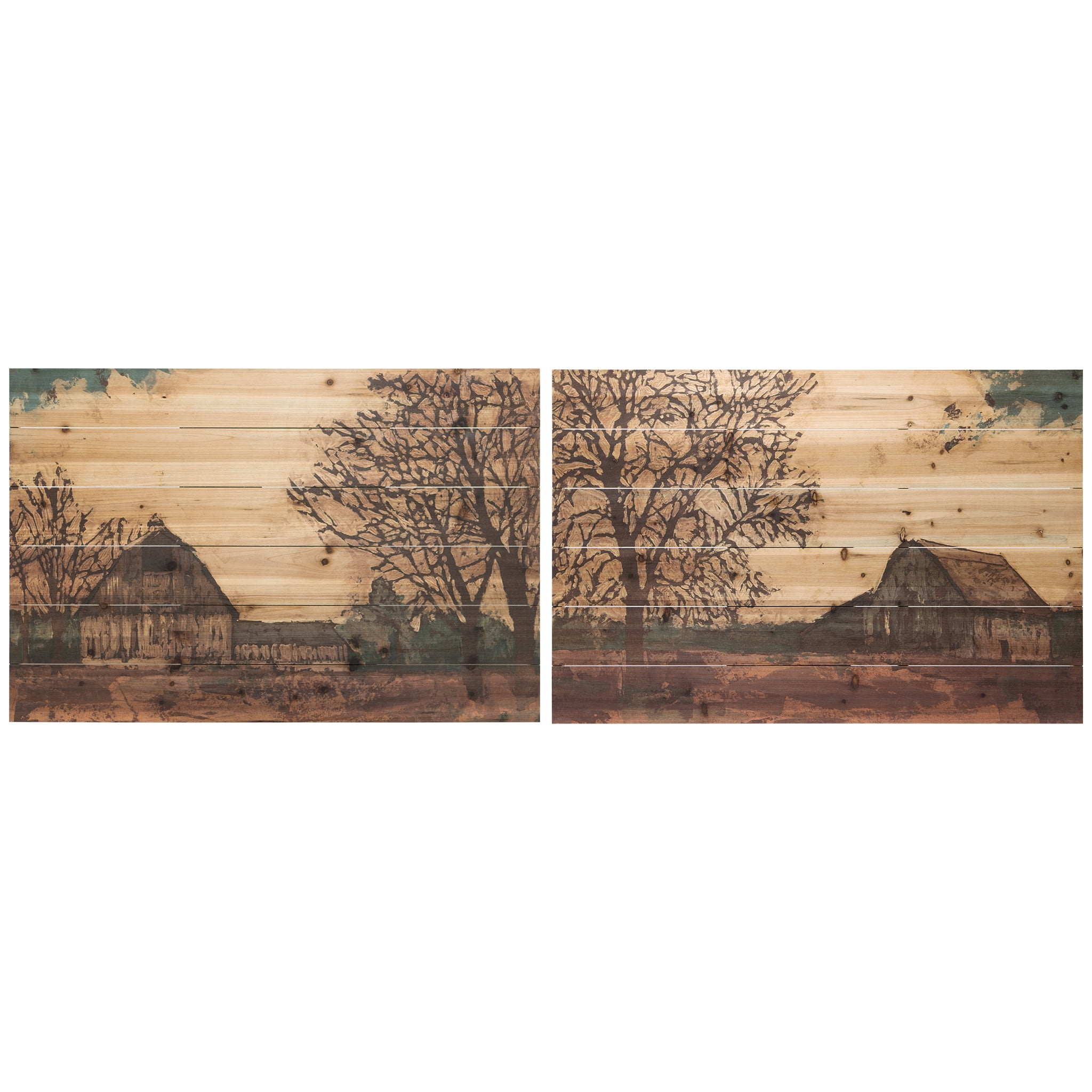 Erstwhile Barn Diptych Print on Solid Fir Wood