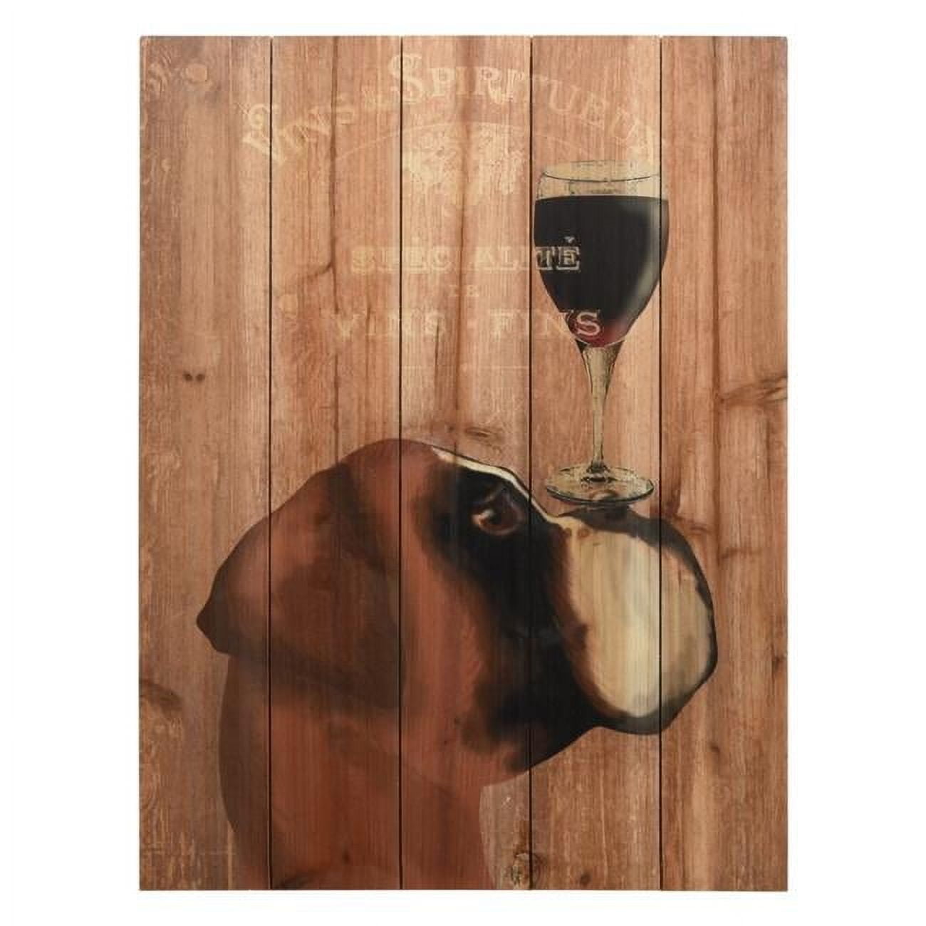 Dog Au Vin Boxer Fine Art Giclee on Fir Wood Planks