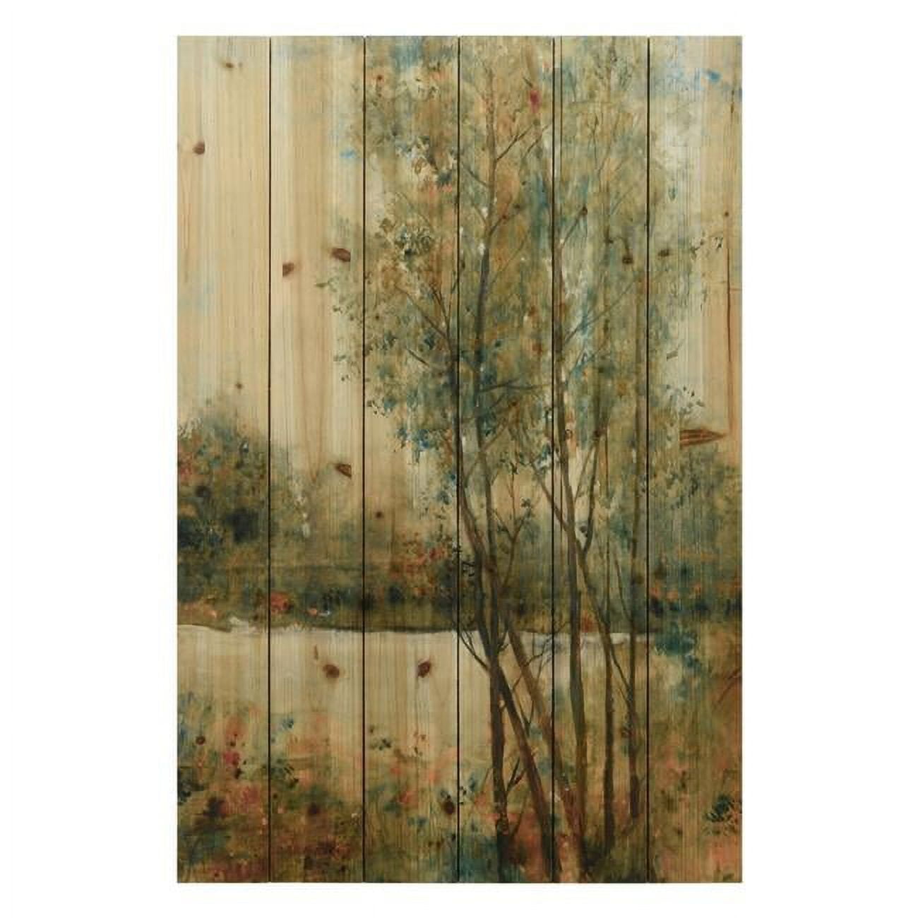 Early Spring Landscape Art on Fir Wood Planks