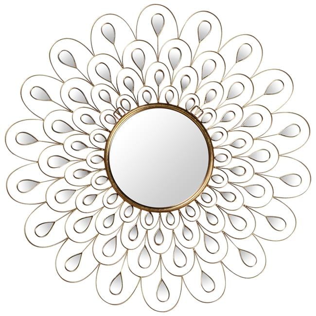 Round floral mirror frame mirror wall sticker