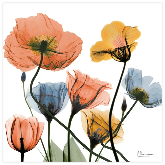 Empire Art Direct Flowers and Ferns Frameless Free Floating Tempered Glass Panel Graphic Wall Art, 24" x 24" x 0.2", Ready to Hang