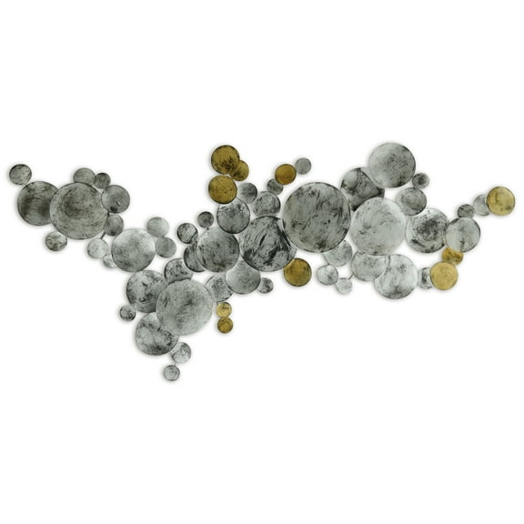 Empire Art Direct Flying Discs Hand Painted Etched Metal Art Wall Decor, 24" x 49", Ready to Hang