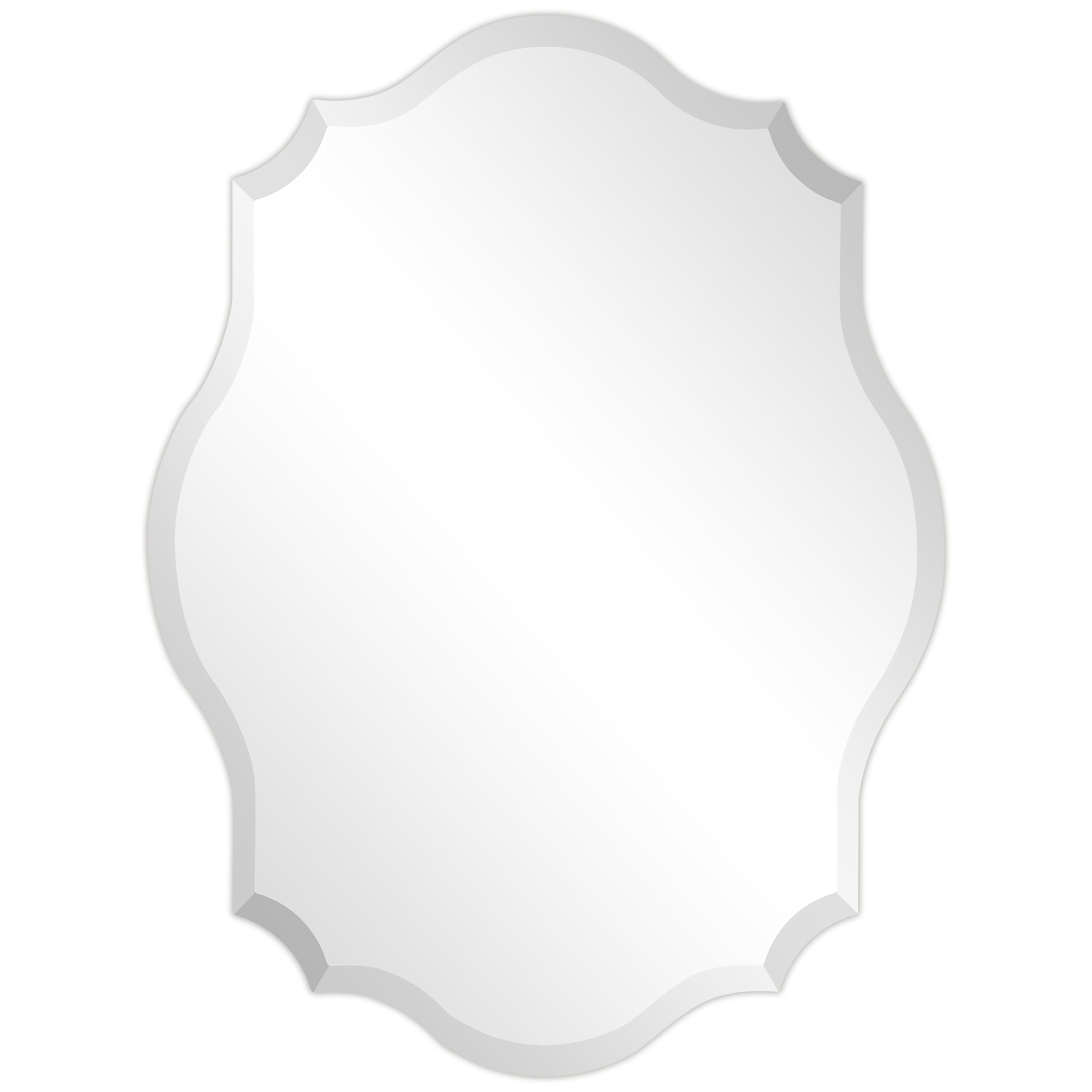 Elegant Frameless Beveled 24x32 Oblong Scalloped Wall Mirror