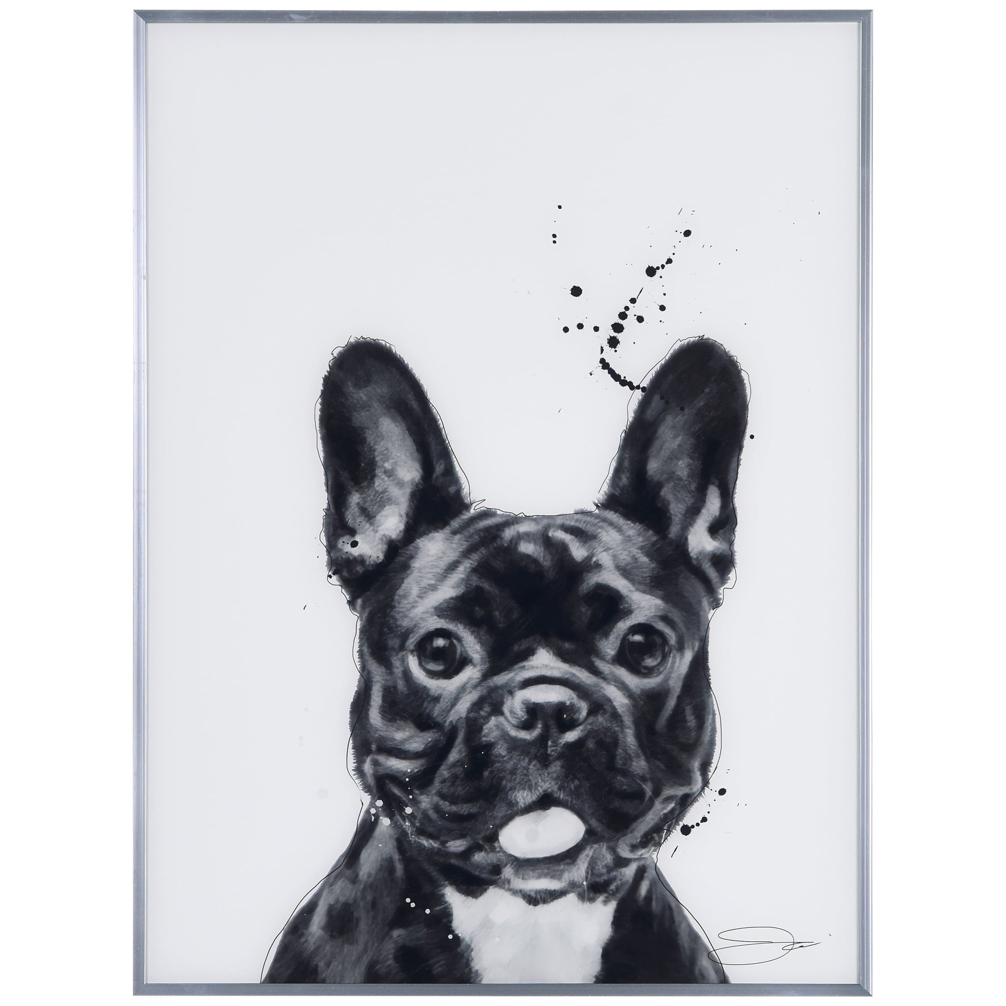 Empire Art Direct Poodle Black and White Pet Paintings on Reverse Printed  Glass Framed Dog Wall Art, 24 x 18 x 1, Ready to Hang 