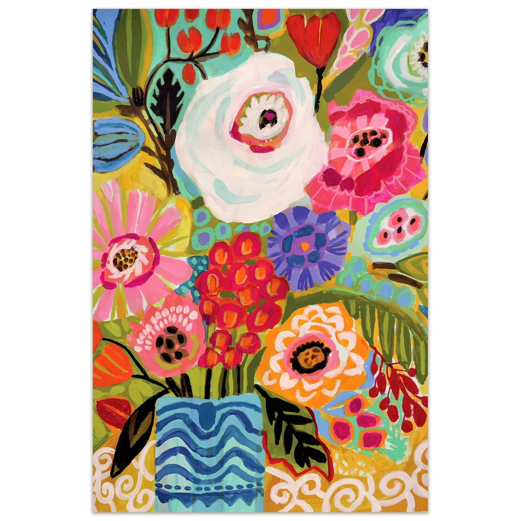 Empire Art Direct Fresh Flowers in Vase II Frameless Free Floating Tempered Glass Panel Graphic Wall Art, 48" x 32" x 0.2", Ready to Hang