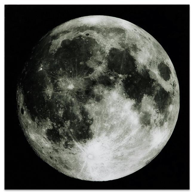 Full Moon Black and White Tempered Glass Wall Art, 40" x 40"