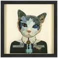 thumbnail image 1 of Empire Art Direct Funky Cat 1 Dimensional Collage Framed Graphic Art Under Glass Wall Art, 17" x 17" x 1.4", Ready to Hang, 1 of 6