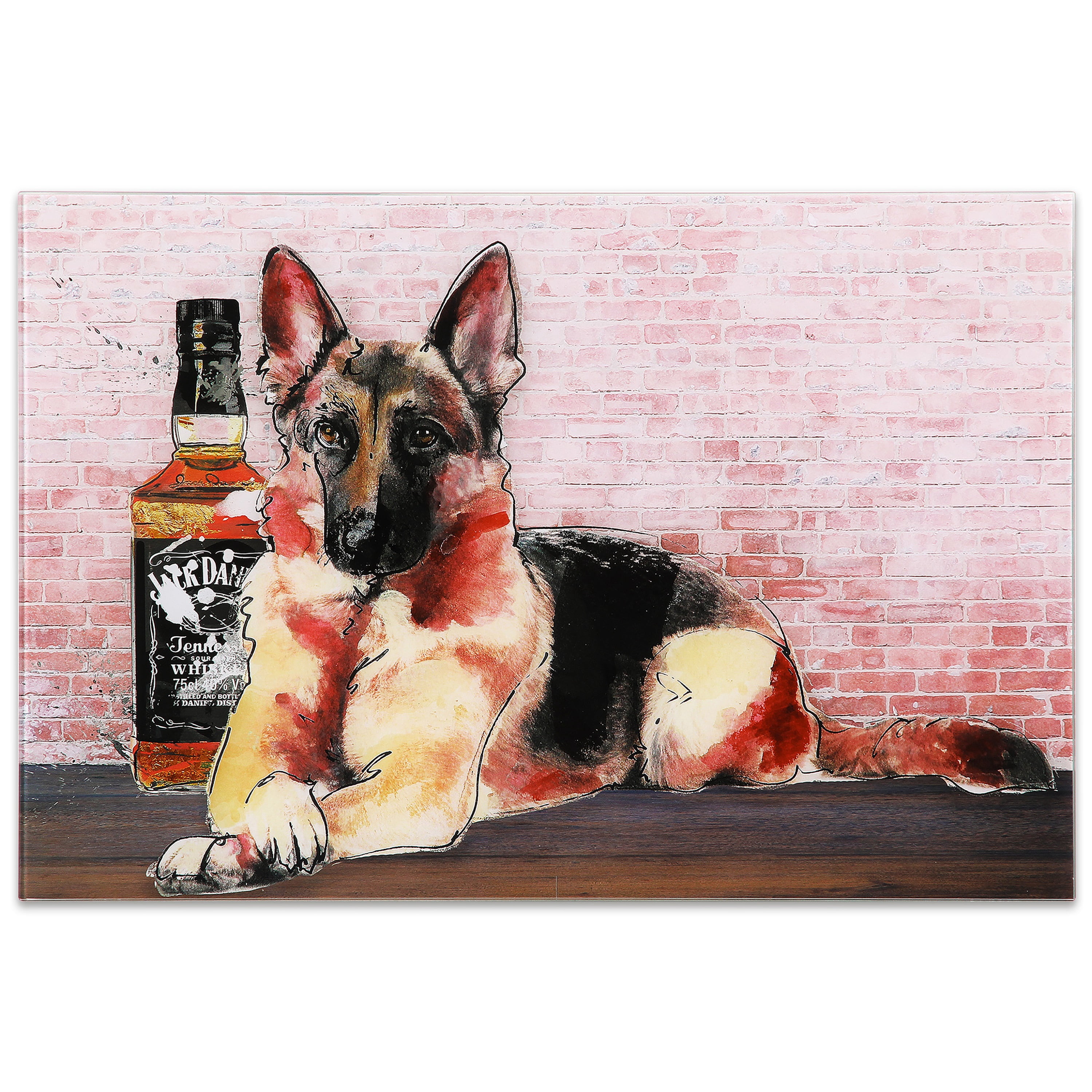 Empire Art Direct German Jack Frameless Free Floating Tempered Glass Panel Graphic Dog Wall Art, 24" x 16", Ready to Hang