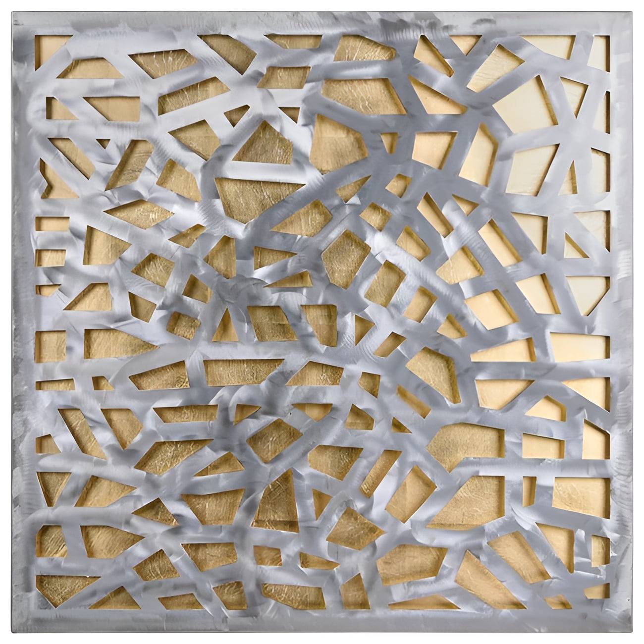 Gold Enigma 32" Polished Steel and Gold Leaf Wall Sculpture