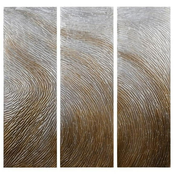 Empire Art Direct Gold Waves Textured Metallic Hand Painted Wall Art - Gold and Silver