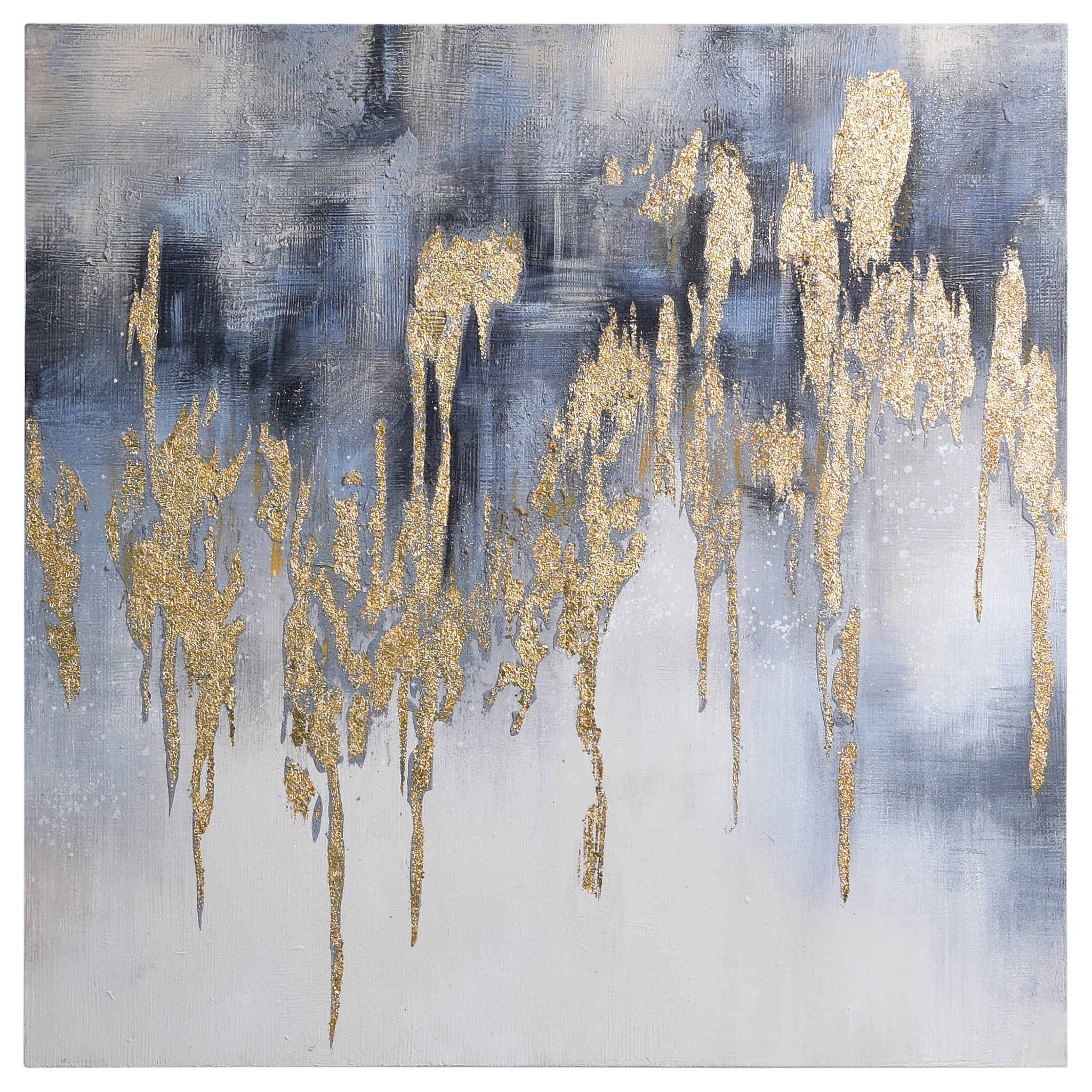 Golden Lighting Abstract Canvas Art with Gold Leaf, 36" x 36"