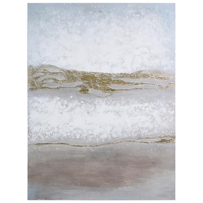 Golden Winter Abstract Hand Painted Canvas Wall Art, 40" x 30"