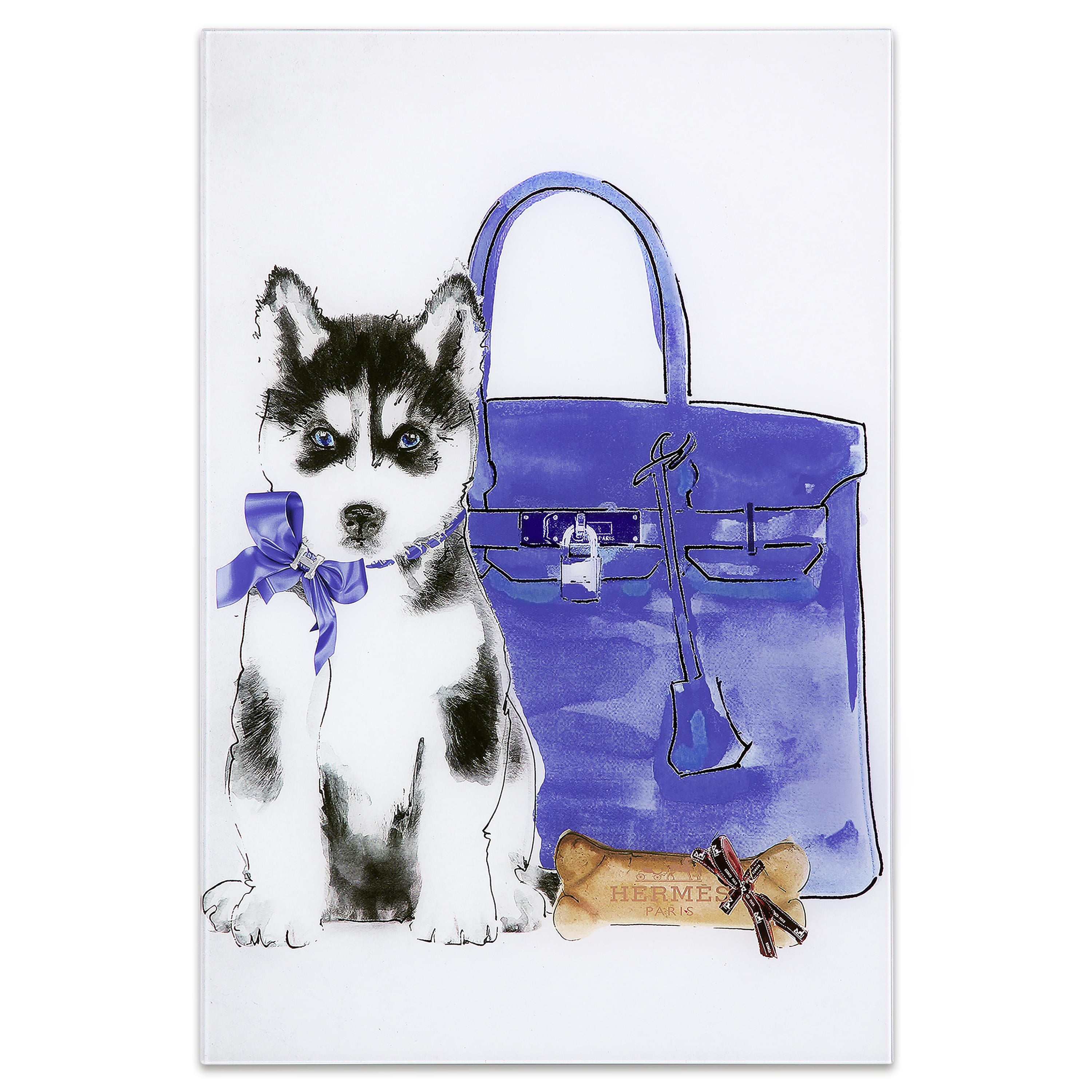 Empire Art Direct H-usky Frameless Free Floating Tempered Glass Panel Graphic Dog Wall Art, 16" x 24", Ready to Hang