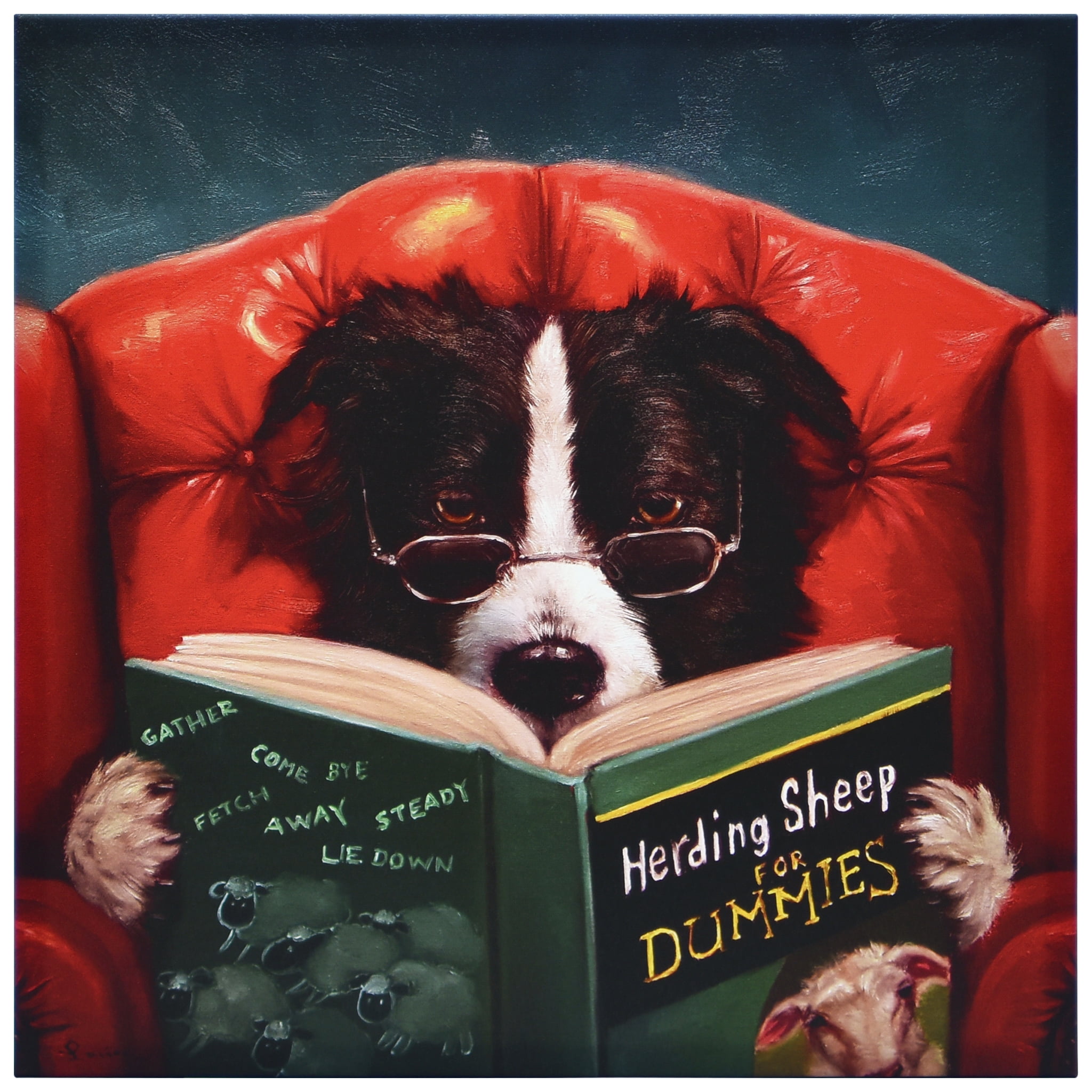 Empire Art Direct Herding Sheep Graphic Art Print on Wrapped Dog Canvas Wall Art, 18" x 18" x 2", Ready to Hang