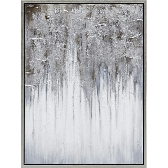 Empire Art Direct Wandbild – Abstrakte Grau-Metallic Malerei Auf Leinwand, 20x1,5x72 Zoll, Mit Champagner-Rahmen