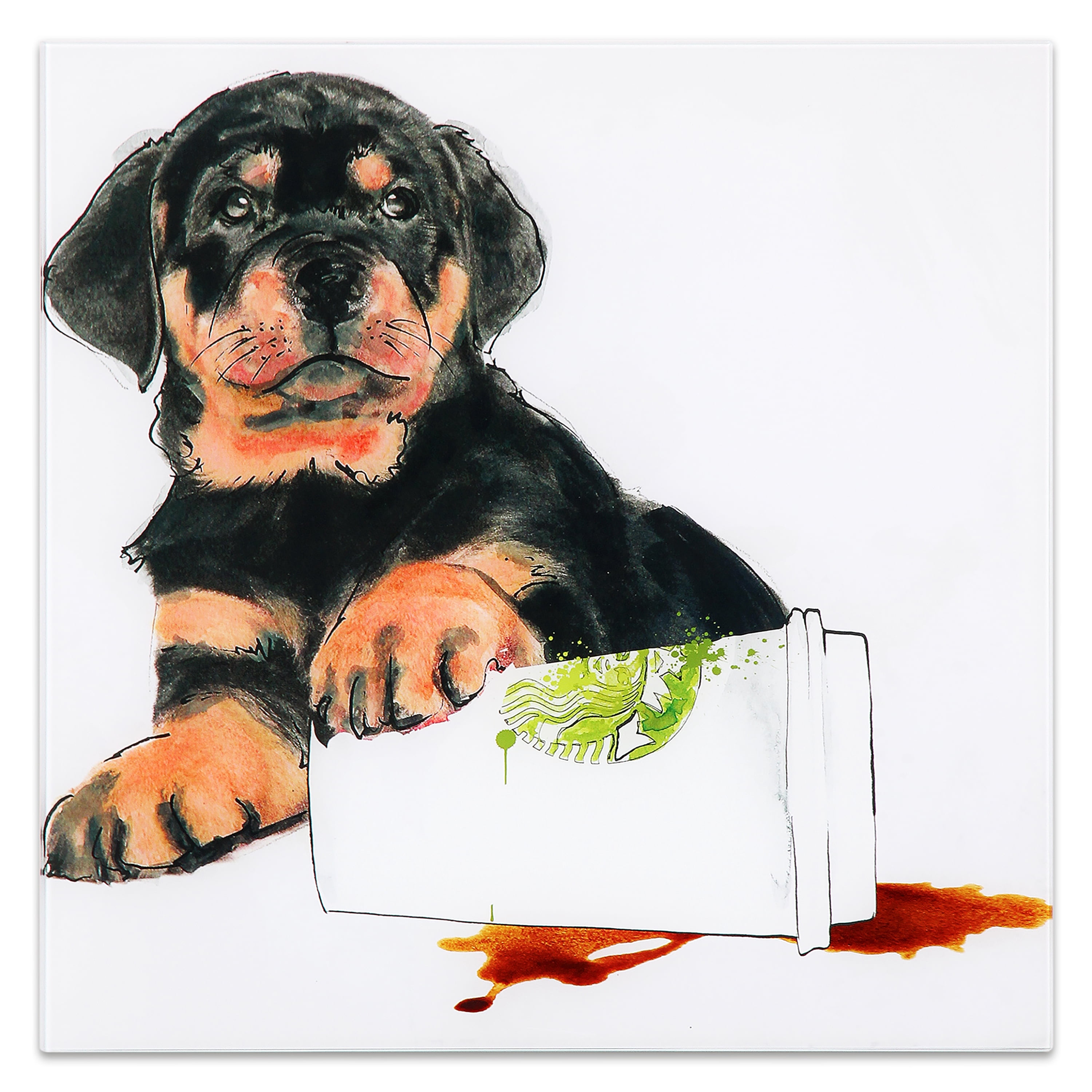 Empire Art Direct Java's Paw Frameless Free Floating Tempered Glass Panel Graphic Dog Wall Art, 20" x 20", Ready to Hang