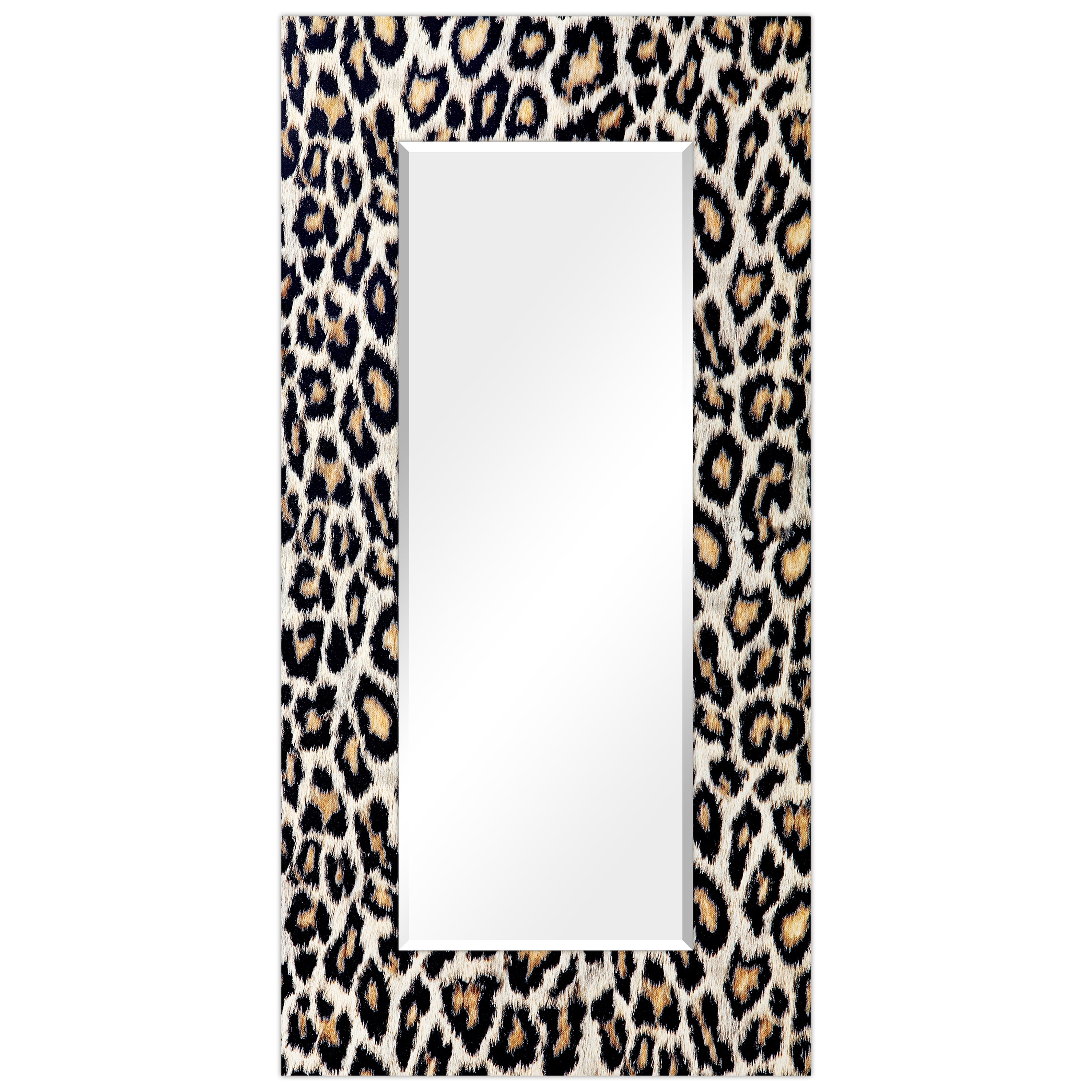 Empire Art Direct Leopard Rectangular Beveled Mirror on Free Floating Reverse Printed Tempered Art Glass, 72" x 36" x 0.4", Ready to Hang