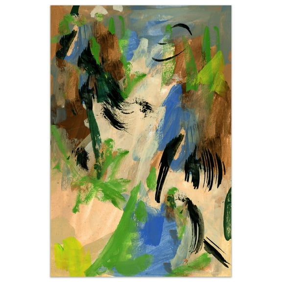 Empire Art Direct Linen & Blues I Frameless Free Floating Tempered Glass Panel Graphic Wall Art, 48" x 32" x 0.2", Ready to Hang