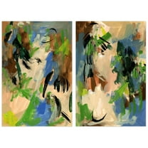 Empire Art Direct Linen & Blues I & II Frameless Free Floating Tempered Glass Panel Graphic Wall Art, 48" x 32" each, Ready to Hang