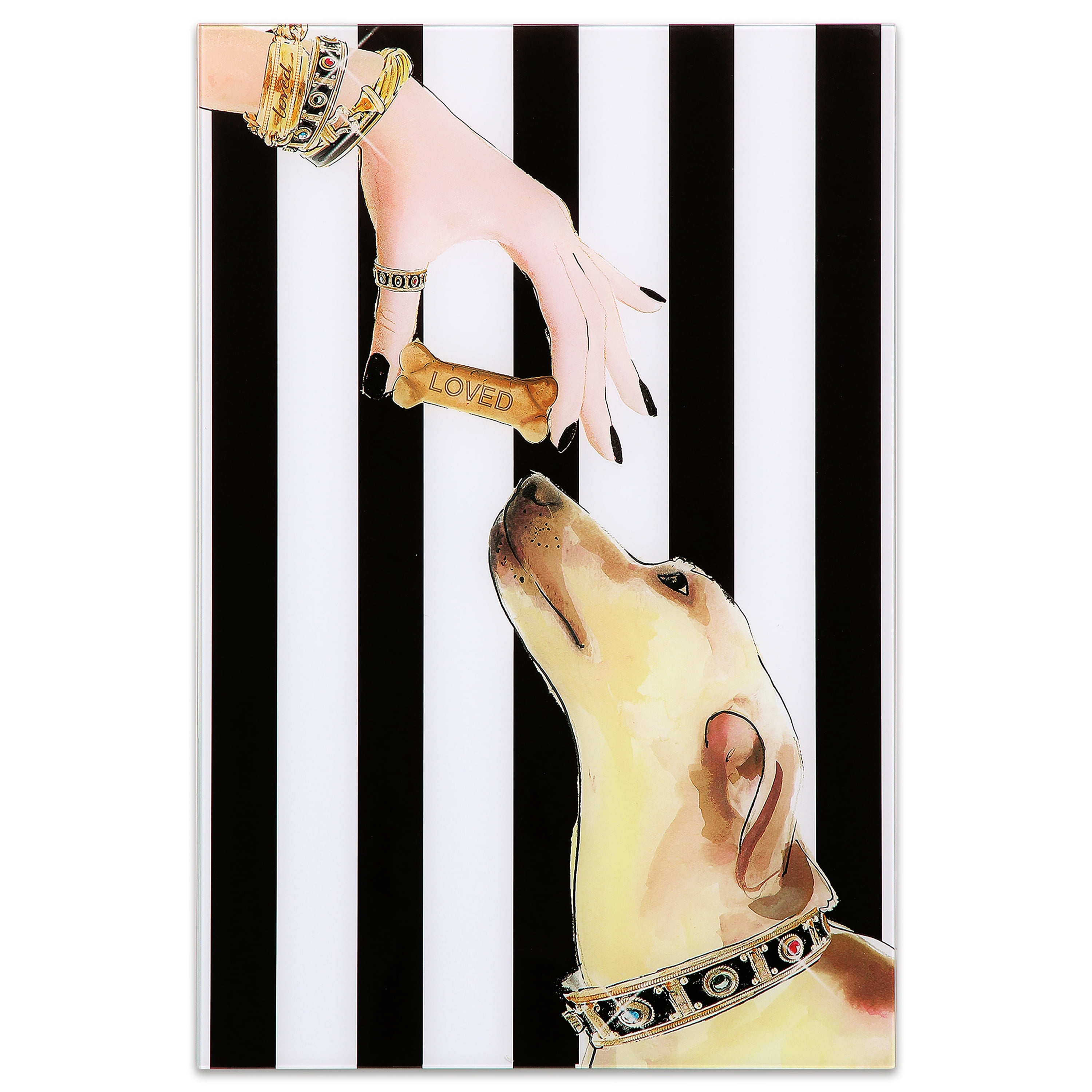 Empire Art Direct Lovely Jewels 1 Frameless Free Floating Tempered Glass Panel Graphic Dog Wall Art, 16" x 24", Ready to Hang