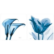 Empire Art Direct Lusty Blue Tulip & Indigo Calla Lililes Unframed Tempered Glass Wall Art, 24"x24"