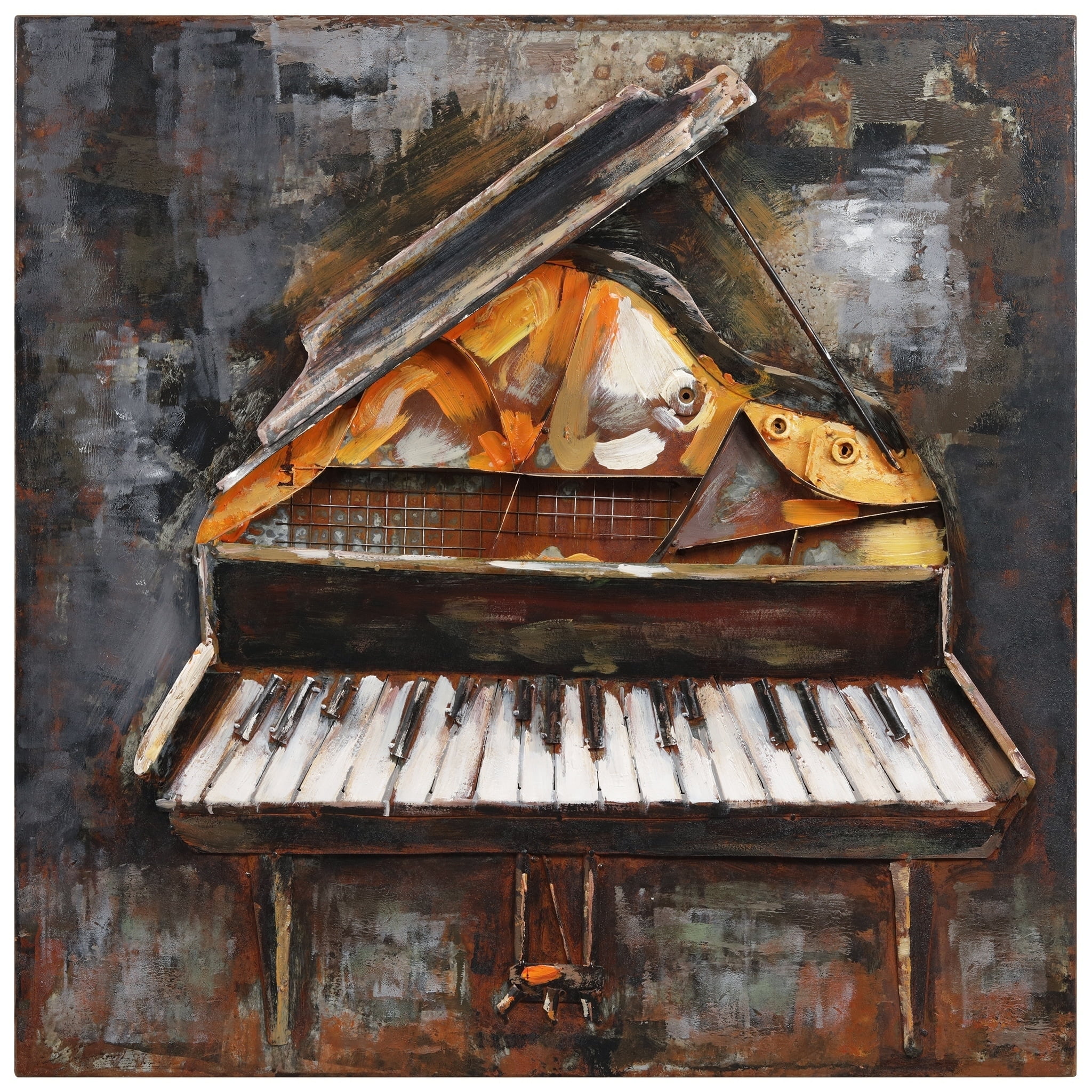 Magic Keys Multicolor Hand Painted Metal Piano Wall Art, 32" x 32"