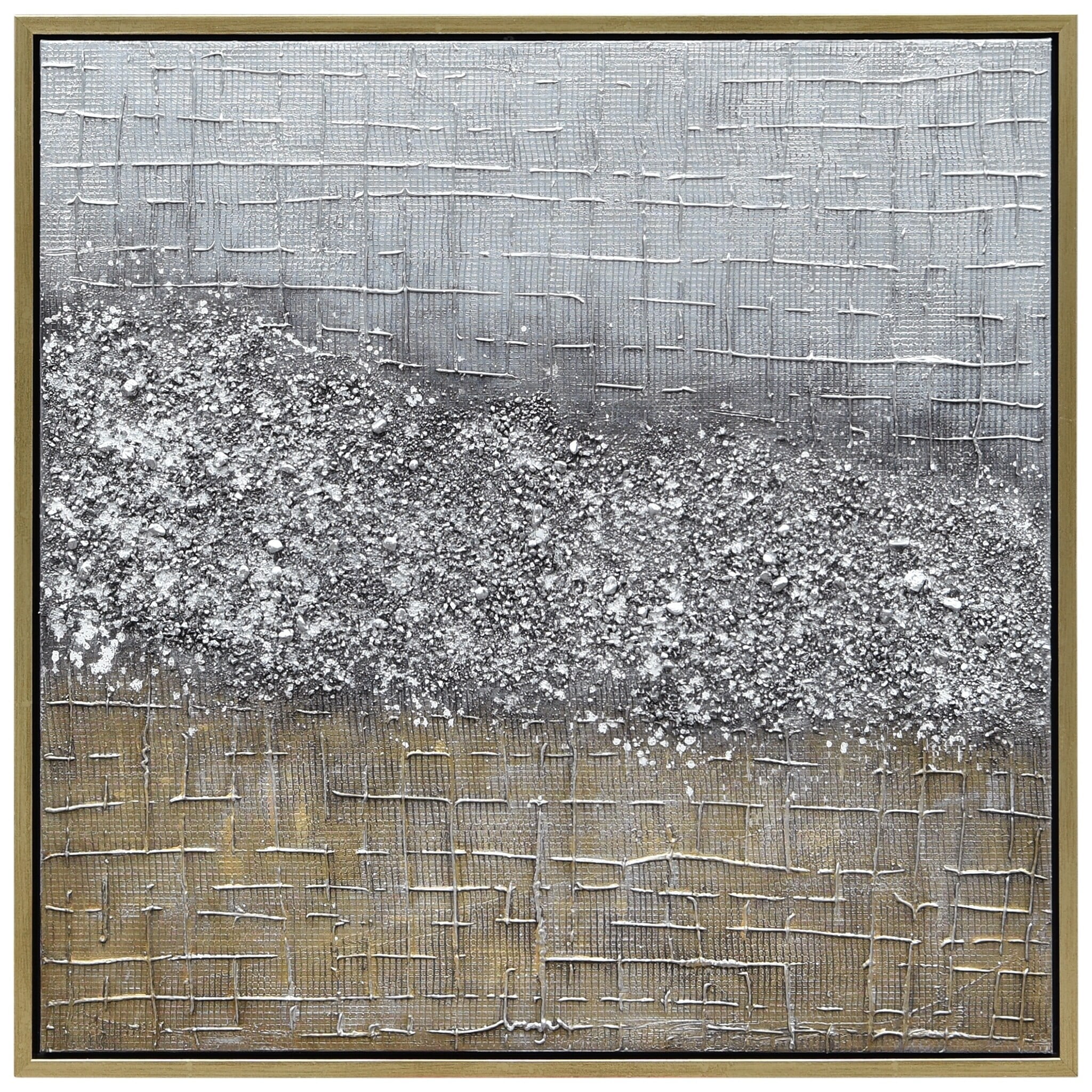 Empire Art 36" Square Textured Metallic Abstract Canvas with Gold Frame