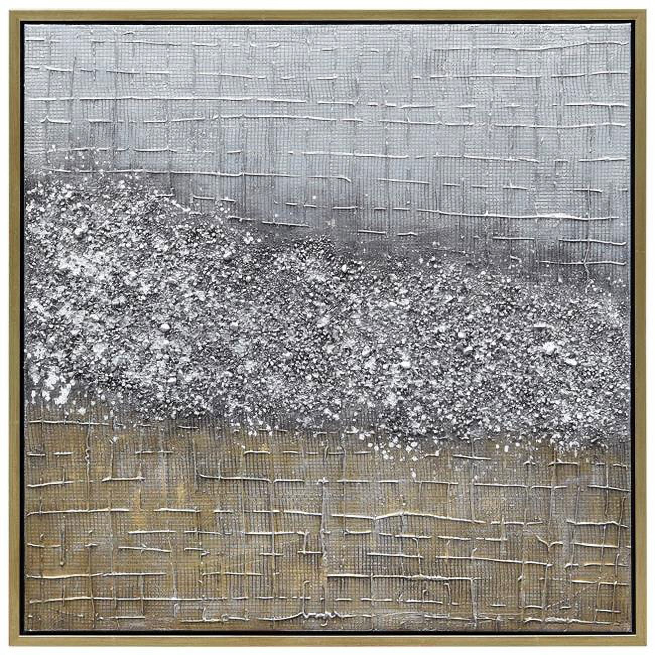 Empire Art 36" Square Textured Metallic Abstract Canvas with Gold Frame