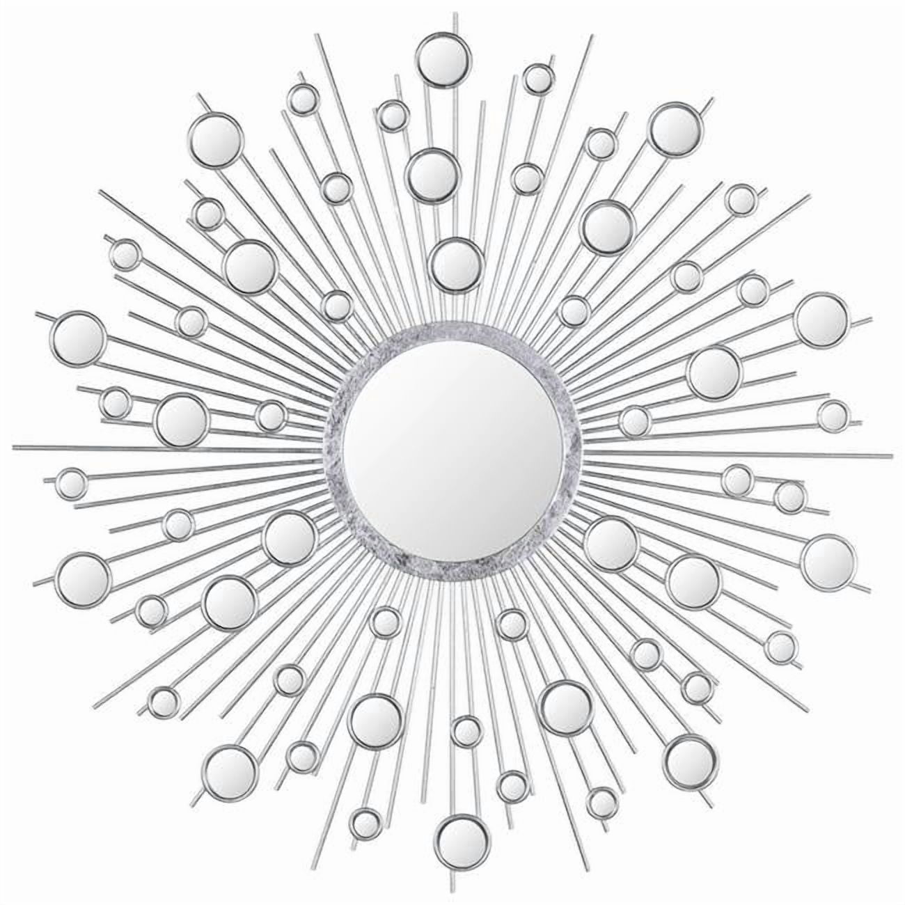Empire Art Direct Milkyway I Sunburst Silver Round Wall Mirror, 36" x 36", Ready to Hang