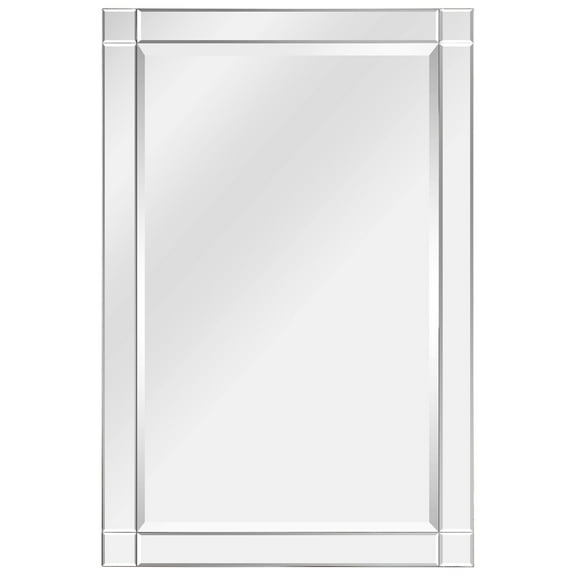 Empire Art Direct Modern Squared Corner Beveled Rectangle Wall Mirror, 24" x 36", Ready to Hang