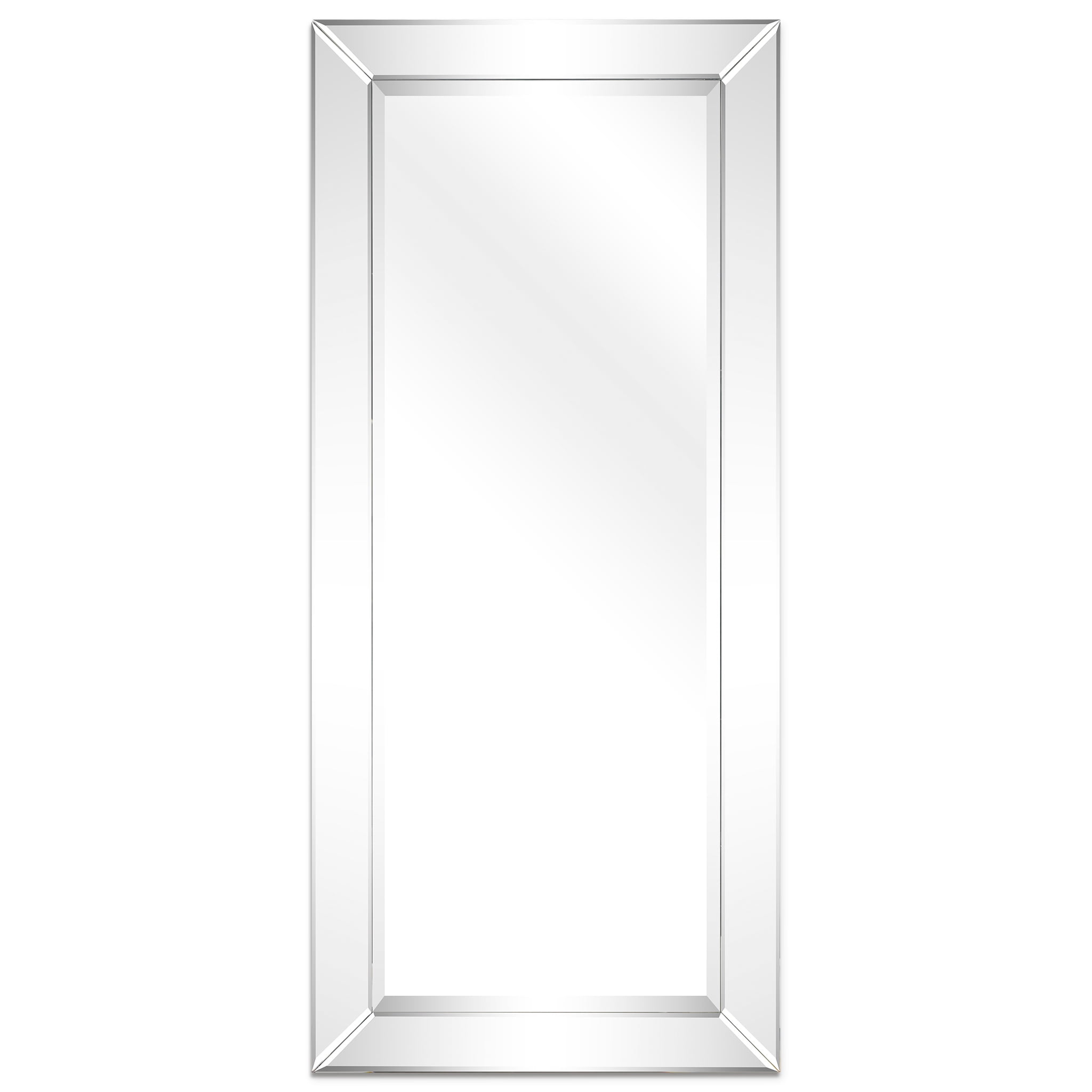 Elegant Rectangular 24" x 54" Wood Frame Wall Mirror with Silver Bevel