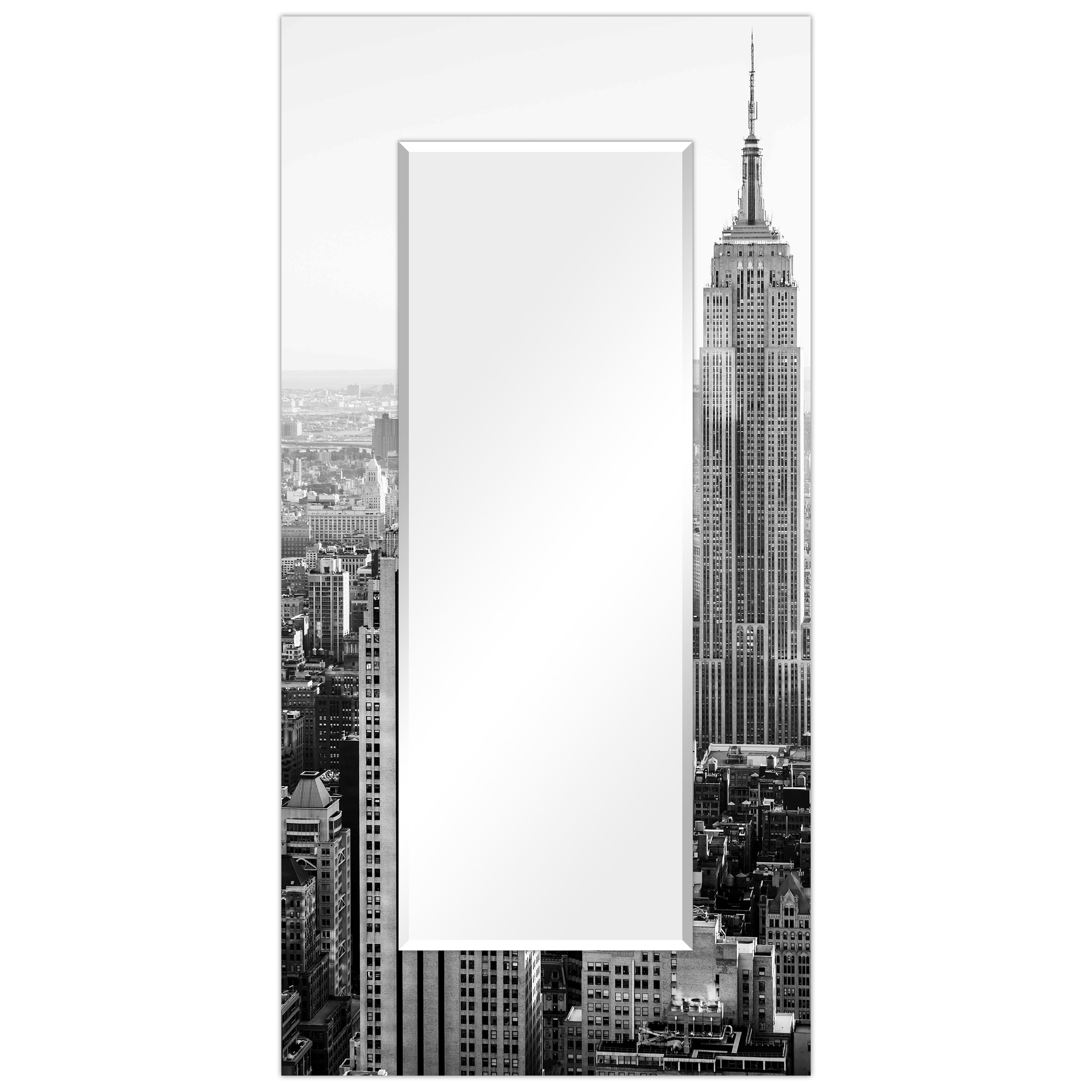 Elegant Full-Length NYC Skyline Frameless Glass Mirror 72" x 36"